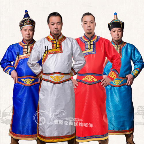 蒙古族服装成人蒙古袍少数民族服饰男士日常婚礼演出舞蹈服热卖