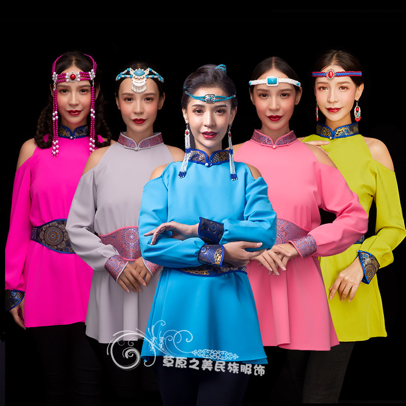 蒙古袍露肩款日常生活演出服新品