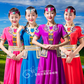 日常服蒙古族舞蹈演出服热卖 女士蒙古服务员工装 蒙古短袖 新款