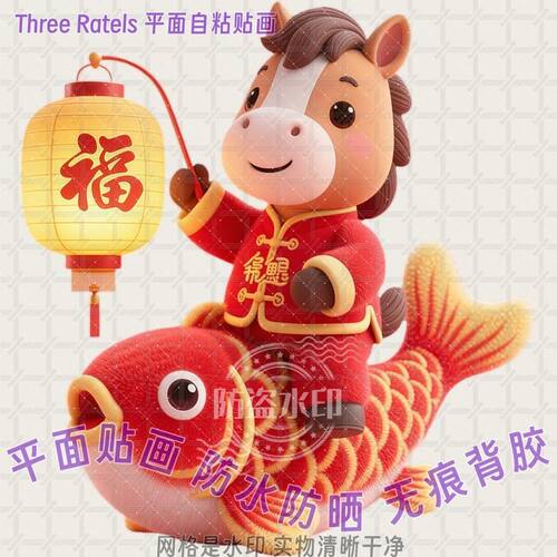 马年小马生肖卡通福贴画幼儿园墙