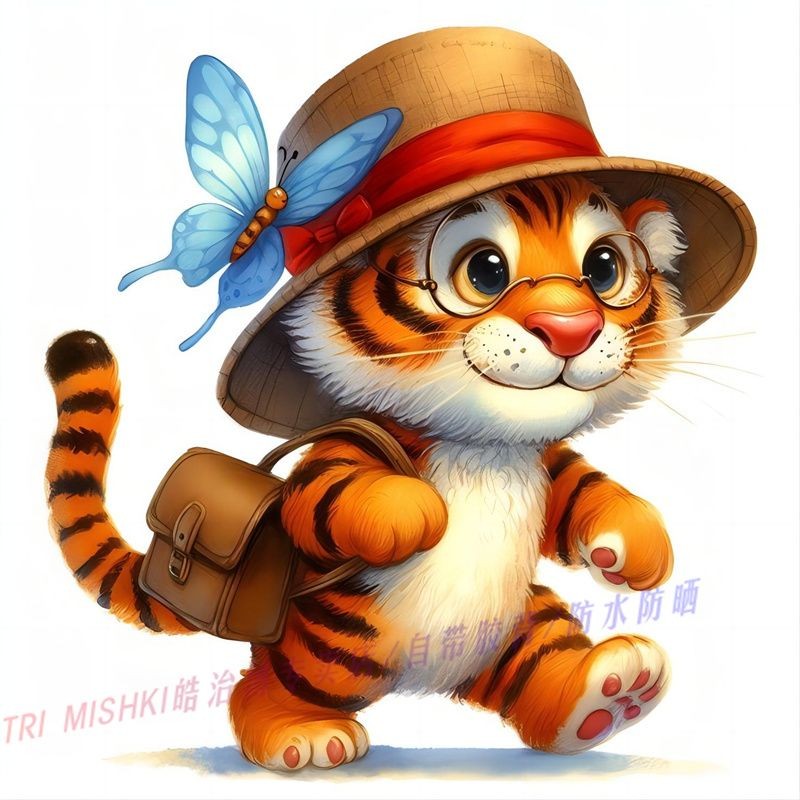 小老虎卡通贴画儿童卧室幼儿园游乐场墙贴自粘防水贴纸简约装饰画