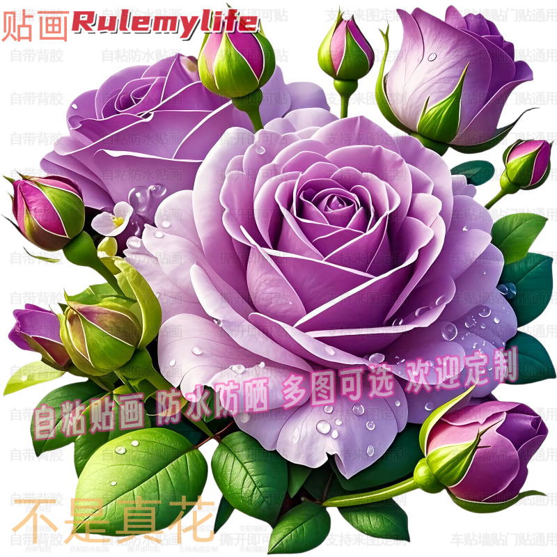 玫瑰花贴纸自粘贴画贴卧室床头儿童房墙面门窗车身冰箱贴纸专用贴,家居饰品,软装墙贴,淘宝优惠券,粉丝福利购,淘宝优惠卷