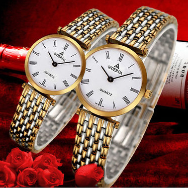 沃尔达复古港风超薄小巧一对手表