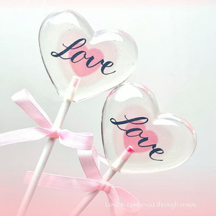 心形棒棒糖可定制logo墨大叔 棒棒糖水晶糖创意七夕手工礼物糖果