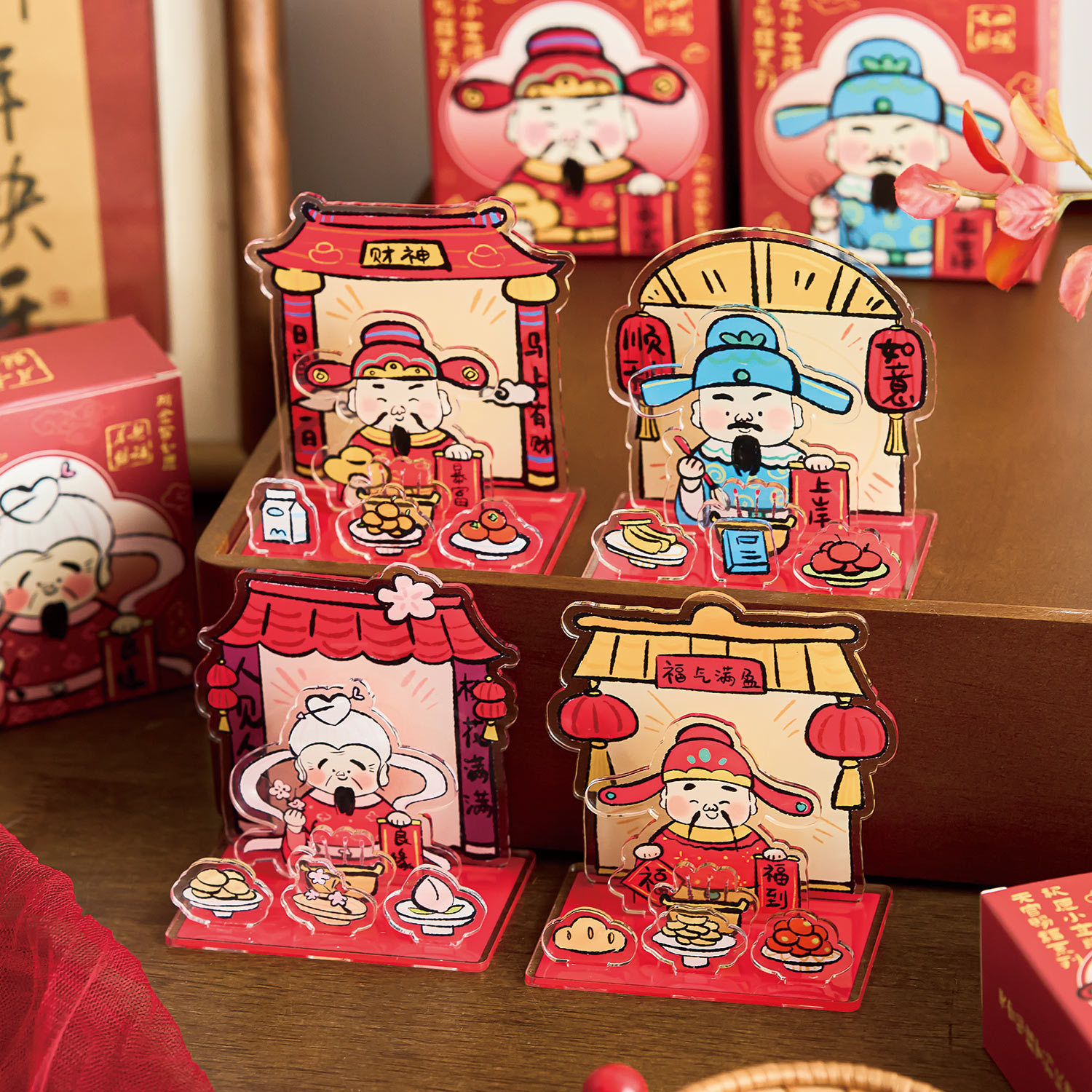 早沫亚克力桌面立牌 天官赐福系列 国潮喜庆财神爷办公室桌面摆件
