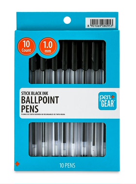 满10支包邮沃尔玛自有品牌PEN+GEAR黑色圆珠笔1.0mm学生用考试