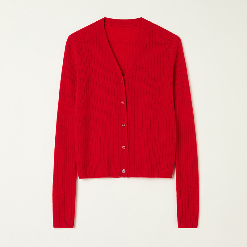 思诺芙德羊绒开衫女V领坑条100%山羊绒毛衣针织开衫25秋短款外套,女装/女士精品,羊绒衫,淘宝优惠券,粉丝福利购,淘宝优惠卷