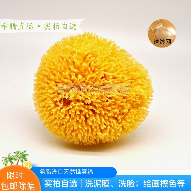 希腊进口天然蜂窝海藻绵蜂巢海绵宝宝孕妇洁面扑洗泥膜洗脸去角质