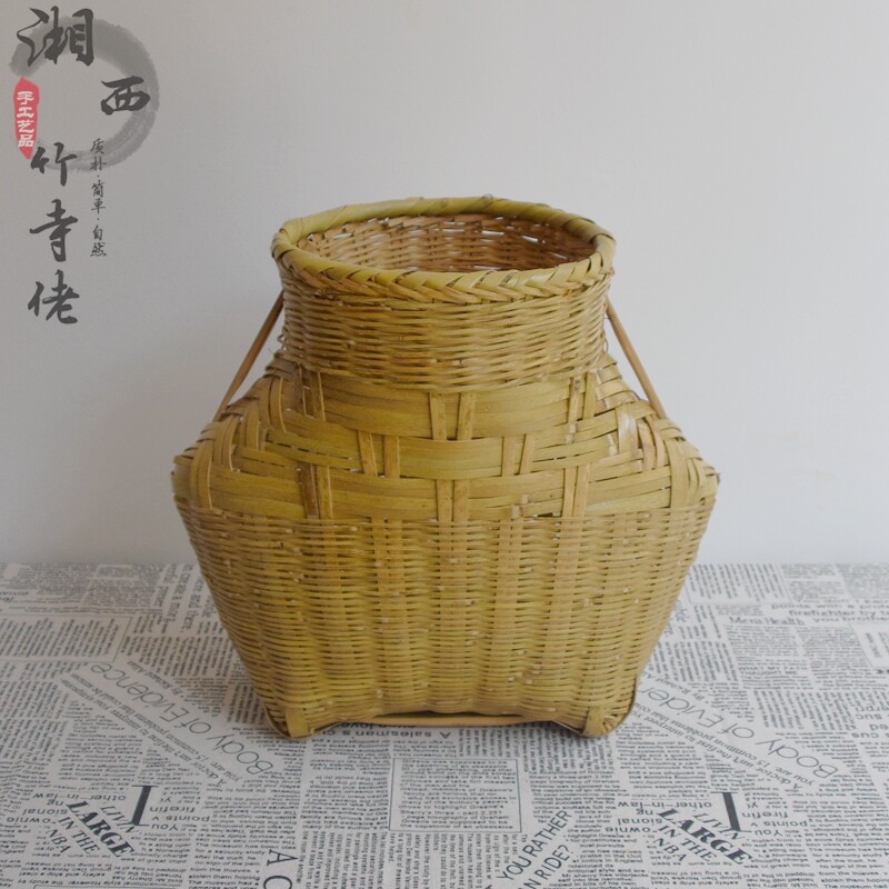 手工竹编采摘篓装鱼篓水果茶叶篓子竹筐竹篮垂钓备用泥鳅鳝篓包邮_虎窝淘