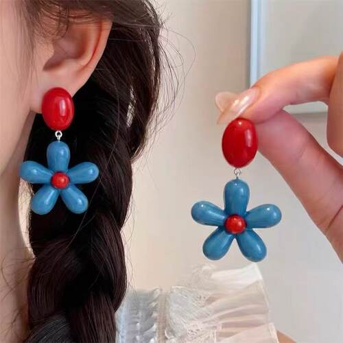 花朵耳环小众设计甜美耳饰耳夹