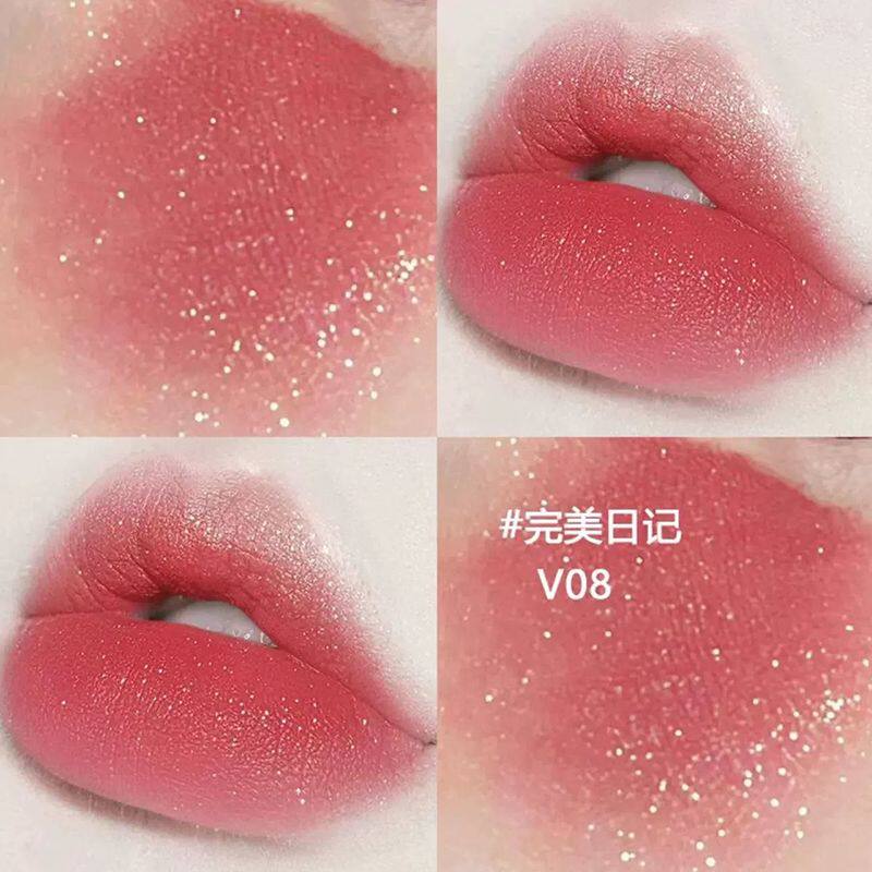 完美日记天鹅绒唇釉口红V08蜜桃豆沙色V07哑光雾面丝绒V01显白V10图片