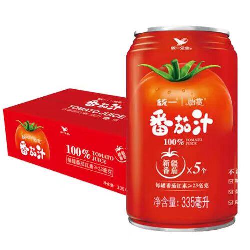 统一番茄汁335ml罐装怡赏100%纯果蔬汁无添加糖盐新疆番茄好搭配图片