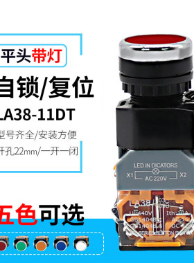 带灯自复位平扭LA38-11D 11DNS电源自锁按钮开关22mm 220V 24V