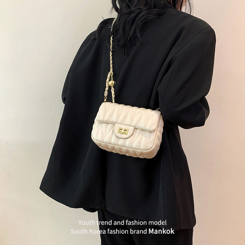 时尚高级感菱格链条包斜挎包