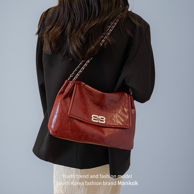 Mankok日常可用新娘婚包包女式轻奢小众高级感红色大容量托特包潮