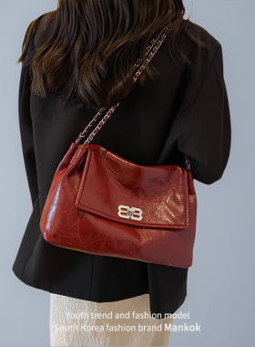 Mankok日常可用新娘婚包包女式轻奢小众高级感红色大容量托特包潮