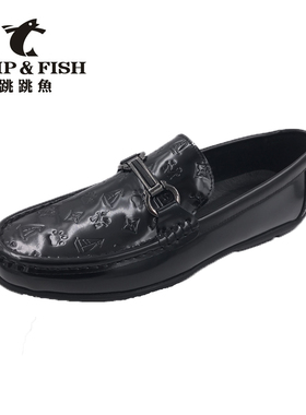 2025新款真皮正品跳跳鱼男鞋休闲豆豆鞋货号85508