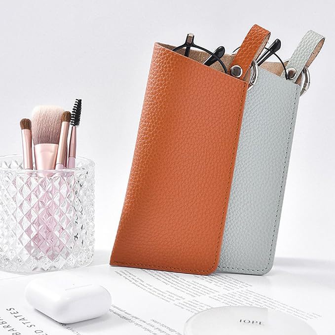 PU皮革眼镜盒 太阳镜墨镜收纳袋 皮质眼镜包 便捷钥匙圈眼镜挂袋