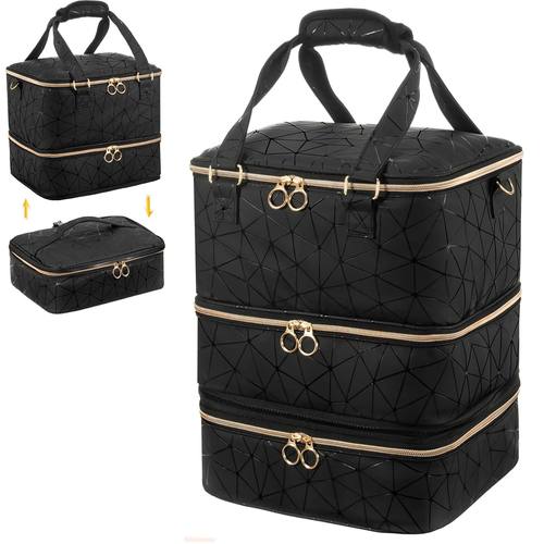 手提高级感可拆卸超大容量三层指甲油收纳包可收纳84瓶美甲灯盒