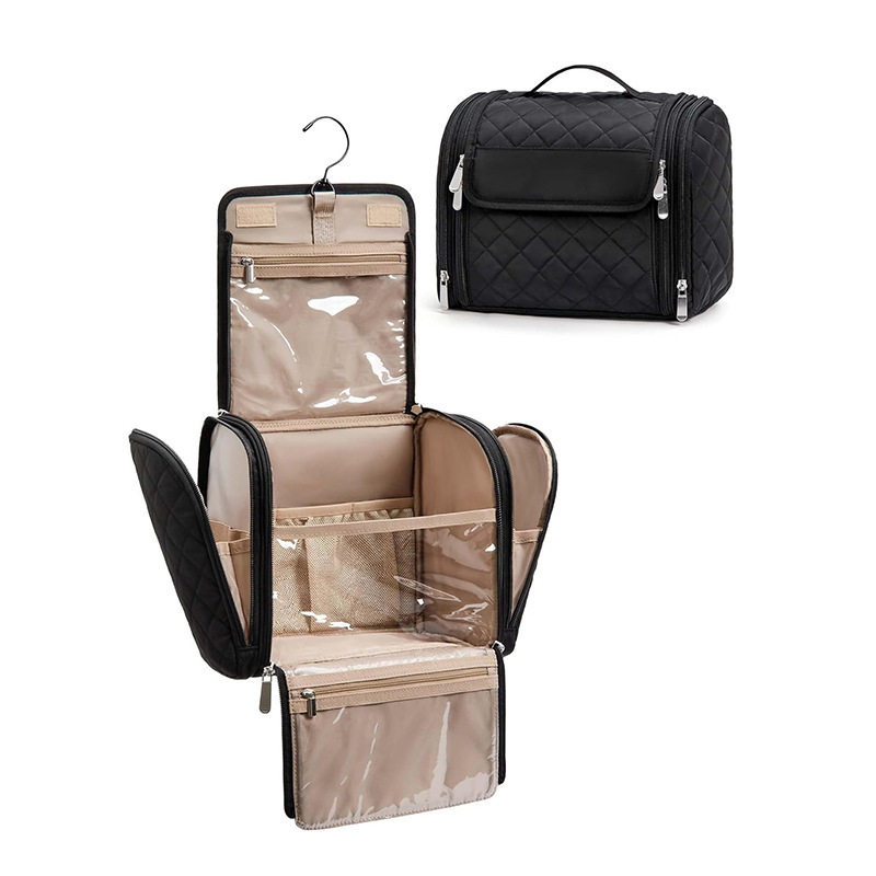 现货洗漱包旅行化妆包带挂钩防水洗漱用品配件刷海绵带手柄带挂钩