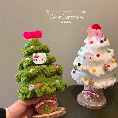 hellokitty圣诞树蝴蝶结手工毛线