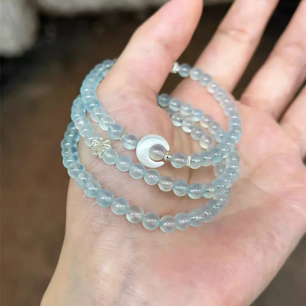 海蓝宝冰透手串新中式叠戴手链