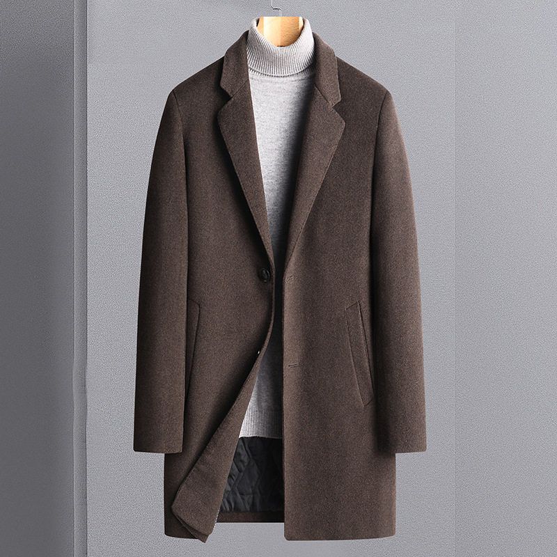 韩版中长款羊毛潮流风衣男士新款秋冬季外套毛呢2021呢子大衣男装