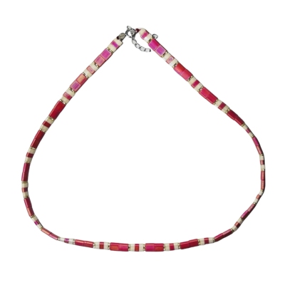 VIKIKO限量925银扣玫红镀彩玻璃方块锁骨链女可爱简约项链小礼物