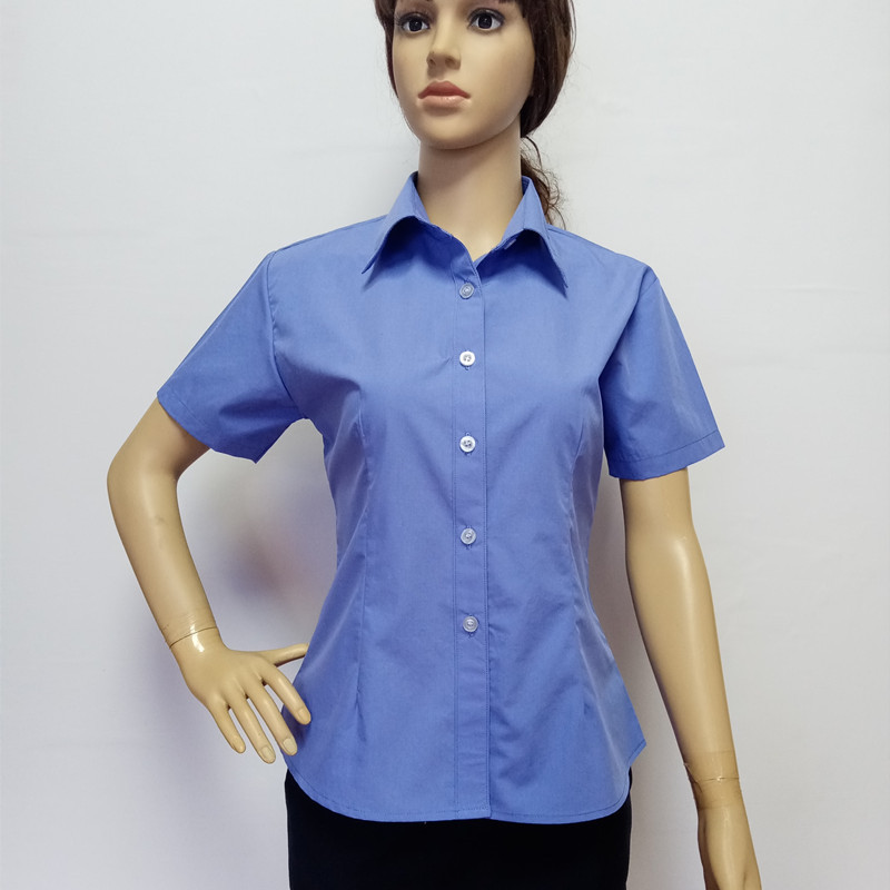 长袖薄款女装衬衫修身方领工作服