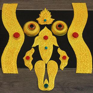 包铜羊头铜片装饰品牛羊头骨动物标本镶边铜皮西藏特色手工艺礼品