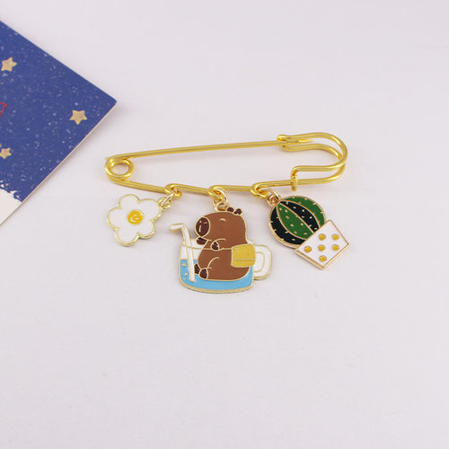 卡皮巴拉滴油合金胸针装