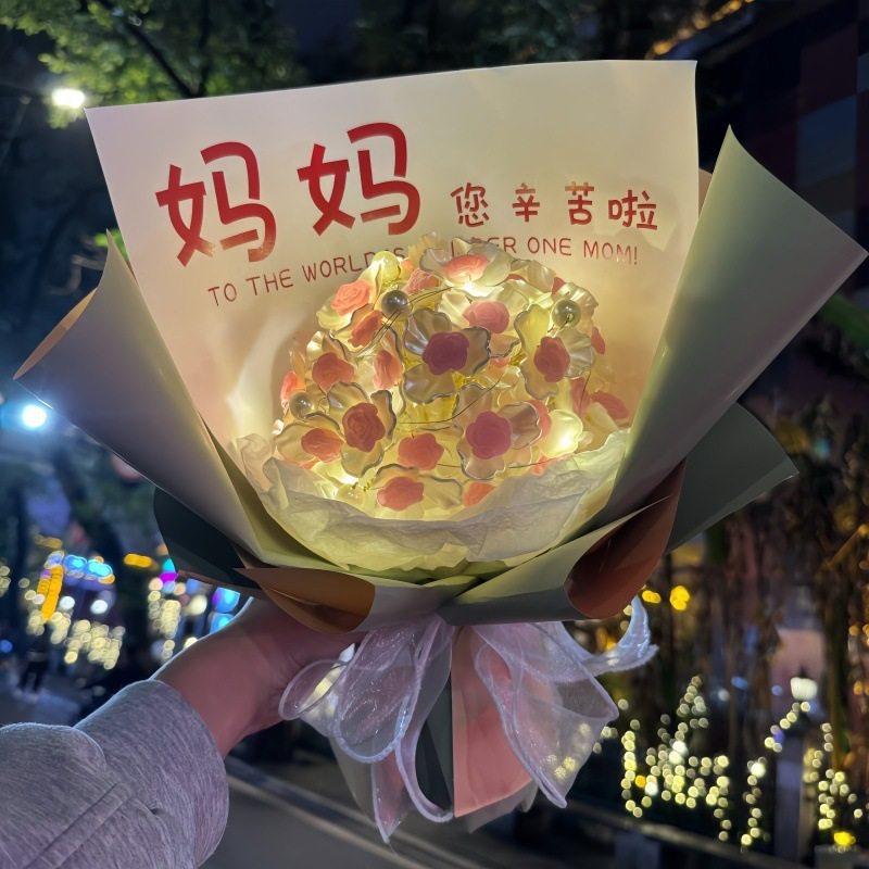 母亲节礼物diy仿真花玉兰花手捧花玫瑰花束材料包送妈妈闺蜜礼物