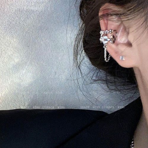 镶满钻爱心耳夹女ins小众