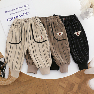 宝宝裤子休闲时尚春秋款不加绒男童宽松卫裤1-3-5岁洋气童裤百搭2