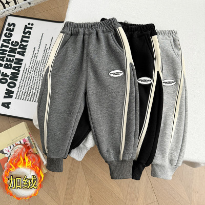 男童冬装卫裤加绒保暖男宝宝一体绒休闲裤男孩运动外穿加厚裤子潮