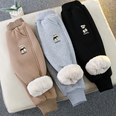 男童棉裤冬季加厚休闲裤男宝宝一体绒超厚裤子儿童一条过冬保暖裤