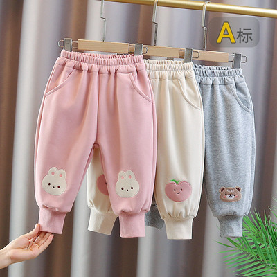宝宝裤子春秋款女童时尚休闲裤小童卡通可爱束脚裤外穿长裤卫裤潮