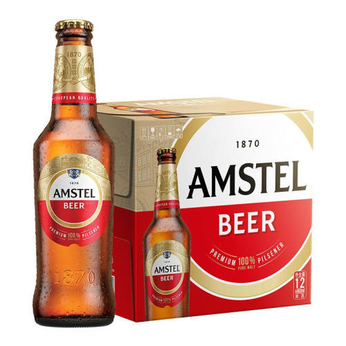 喜力Amstel红爵啤酒整箱全麦酿造原麦汁浓度≥8.5°P460mL12瓶