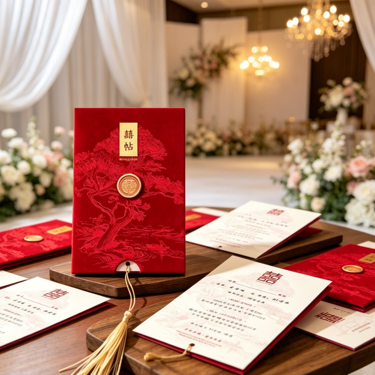 中国风手写请帖结婚高档红色喜庆流苏邀请函婚礼定制打印请柬喜帖