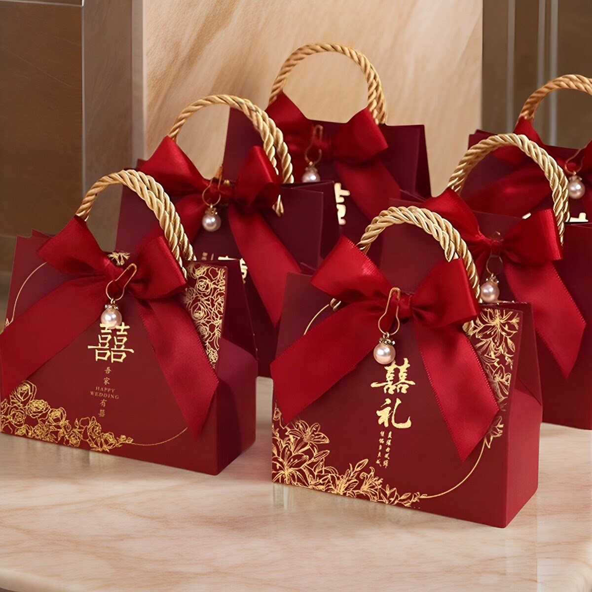 糖盒结婚喜糖盒中式婚礼创意喜糖袋子订婚专用伴手礼糖果包装盒子