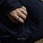 梵树For 切面椭圆黑色锆石戒指 925银 handmade 夜剧院