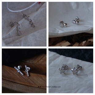 简约日常设计锆石耳饰 梵树For handmade 幸福便利贴 S925银