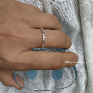 梵树For handmade-《时光手书》S925纯银 不规则印痕设计闭口戒指
