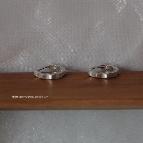 梵树For handmade-《屿》S925拉丝耳环 连续波纹耳圈