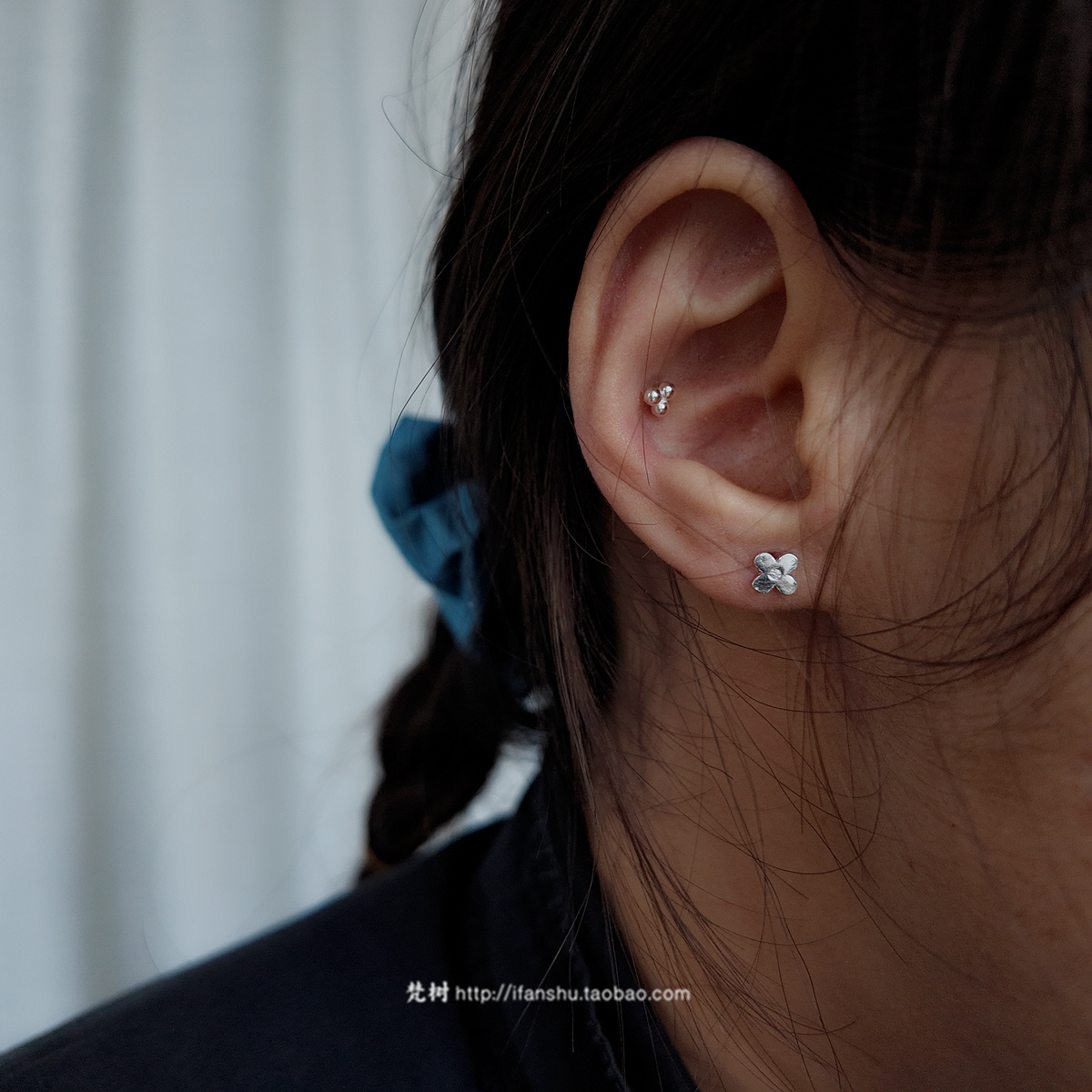 S999银银点与镜面小花耳钉