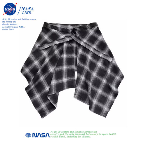 NASA联名高街格子屁帘叠穿高级一片式系带遮屁股神器瑜伽裤遮挡裙
