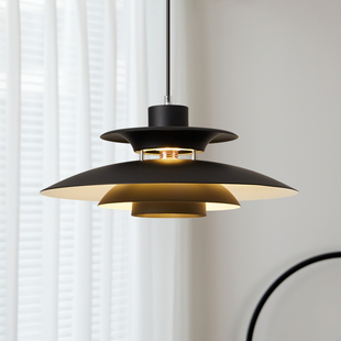 丹麦餐厅吊灯PH5创意餐桌吧台灯设计师款黑色灯具北欧艺术飞碟灯