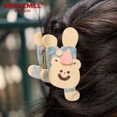 朴坊TUNEE GOODS小熊抓夹发夹醋酸插画可爱发饰鲨鱼夹复古甜美