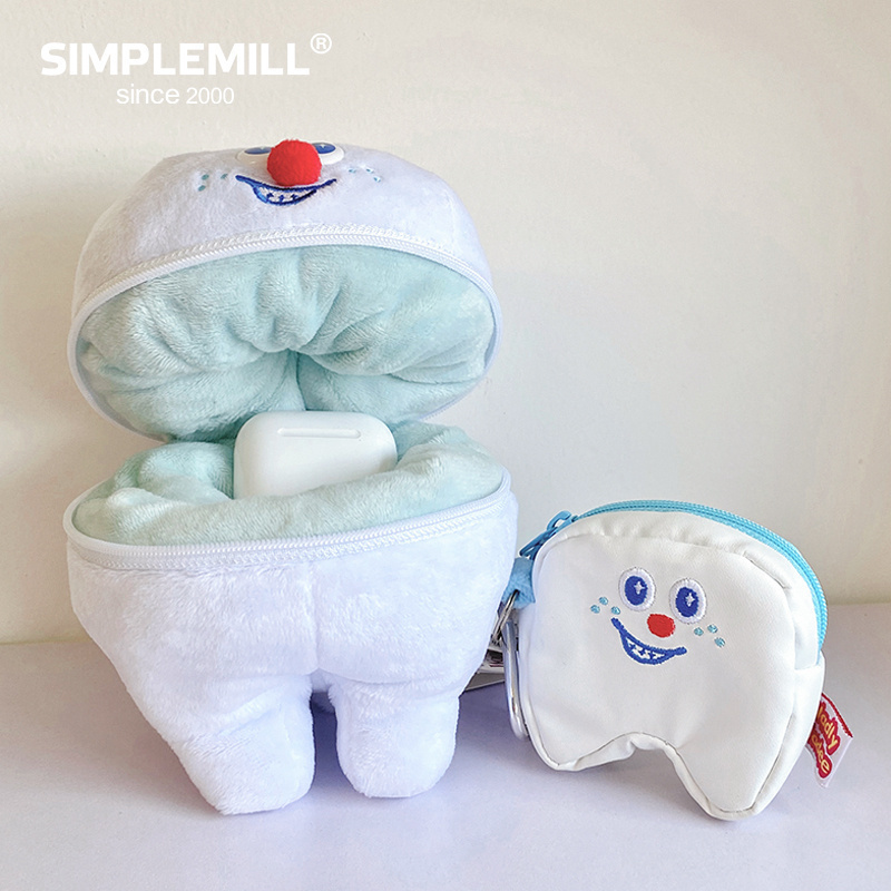 GLADEE牙齿毛绒耳机零钱收纳包