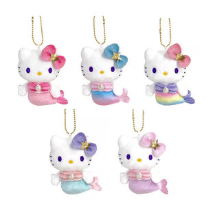 朴坊 日本进口正版三丽鸥50周年HelloKitty美人鱼粉蓝色毛绒挂件